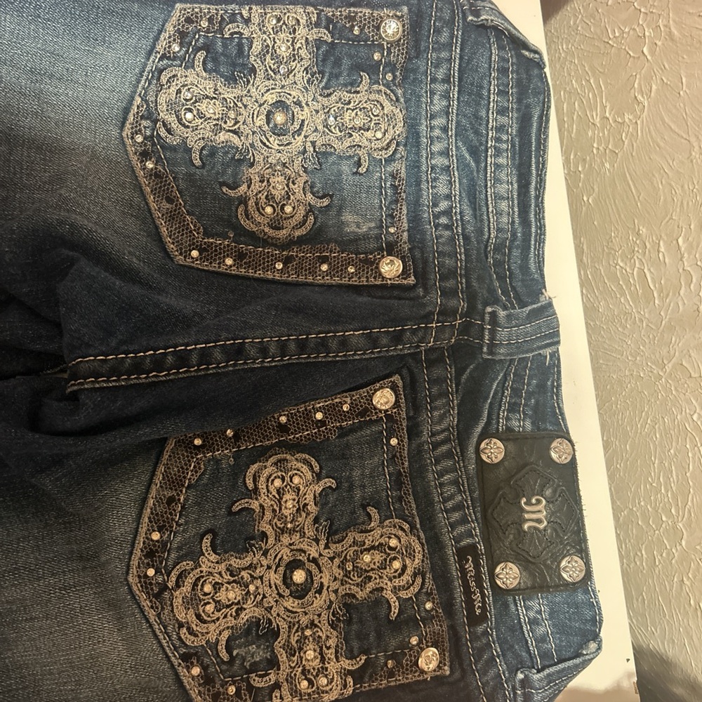 Miss Me Blue Boot Cut Jeans with Embellished Details